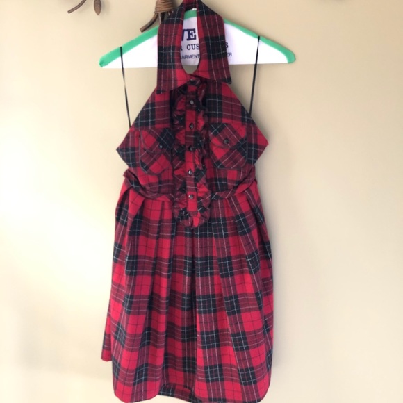 💕LAST CHANCE💕NWOT Francesca’s Flannel Boho Halter Dress - Picture 8 of 9